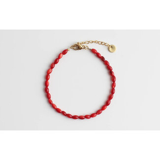 Real shell bracelet red  - stainless steel