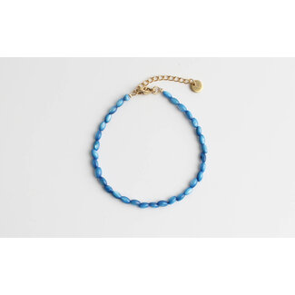 Real shell bracelet blue  - stainless steel