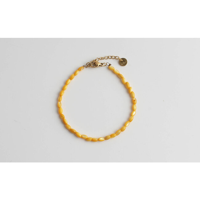 Bracelet coquillage véritable jaune - acier inoxydable