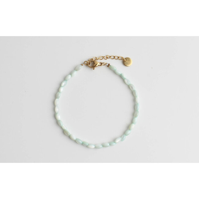 Real shell bracelet mint  - stainless steel