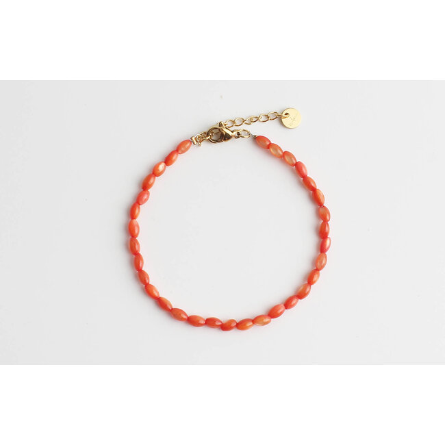 Real shell bracelet coral - stainless steel