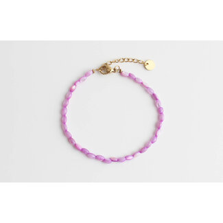 Bracelet coquillage véritable violet - acier inoxydable