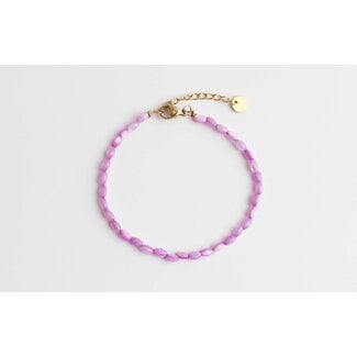 Pulsera de concha real violeta - acero inoxidable