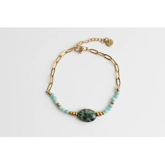 Bracelet Rocky Stone Turquoise Doré - acier inoxydable