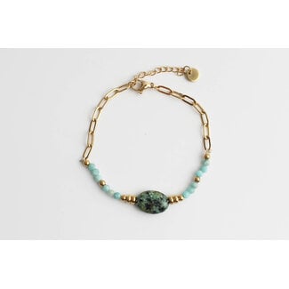 Bracelet Rocky Stone Turquoise Doré - acier inoxydable