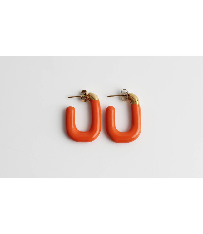 'Life is a party' earrings orange - stainless steel
