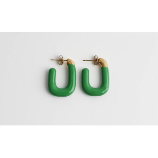 'Life is a party' earrings green - stainless steel