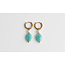 Boucles d'oreilles pierre turquoise & perle or - acier inoxydable