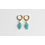 Turqouise stone & pearl earrings gold - stainless steel