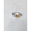 'Noé' ring silver orange stone - stainless steel (adjustable)