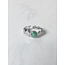 'Noé' ring silver green stone - stainless steel (adjustable)