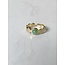'Noé' ring green stone - stainless steel (adjustable)
