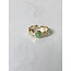 'Noé' ring green stone - stainless steel (verstelbaar)