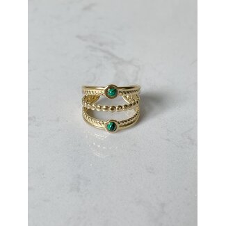 'Michelle' Ring green stone- stainless steel (verstelbaar)