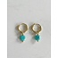 Boucles d'Oreilles "Eva" Or Turquoise - Acier Inoxydable