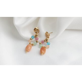 'Amalfi' earrings multicolor orange- stainless steel