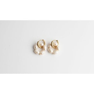 Freshwater Pearls Hoop EARRINGS - Stainless steel