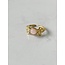 Anillo 'Pétalo de flor' cuarzo rosa - Acero inoxidable (ajustable)