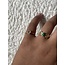 Ring 'Blütenblatt' grün - Edelstahl (verstellbar)