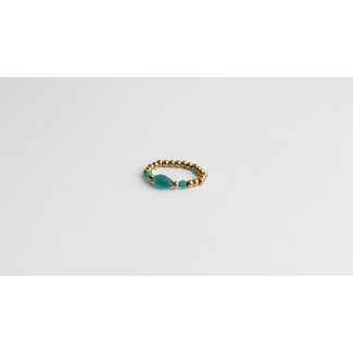 Blue Elastic Ring gold - stainless steel