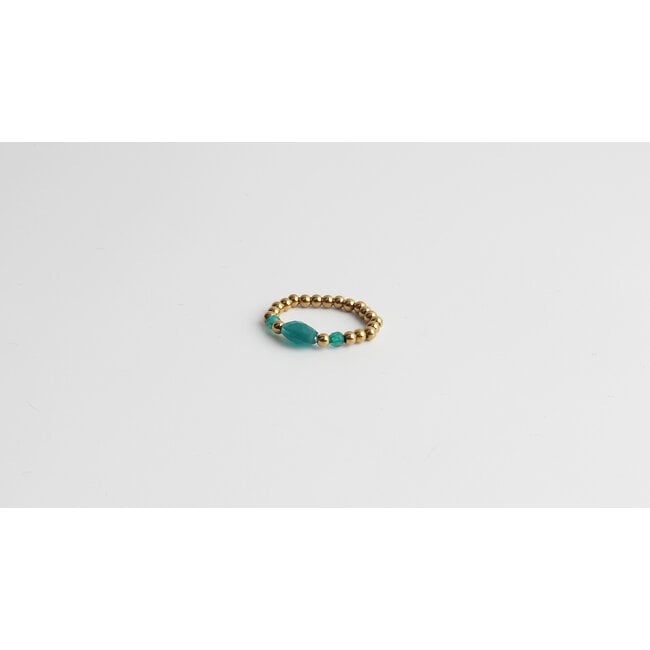 Blue Elastic Ring gold - stainless steel