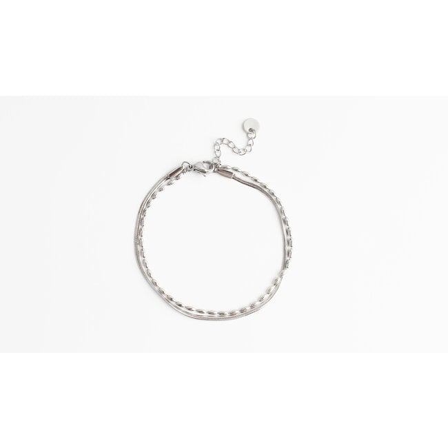 2-lagige minimalistische Armband SILBER – Edelstahl