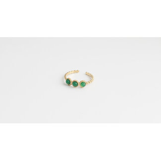 'Demi' RING GREEN - Stainless steel (adjustable)