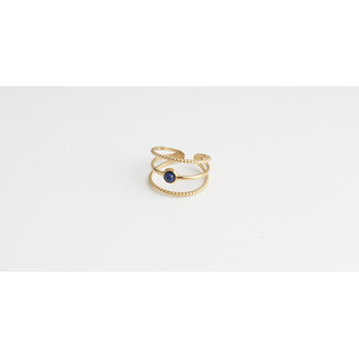 'Aarya' blauer Stein RING GOLD - Edelstahl (verstellbar)