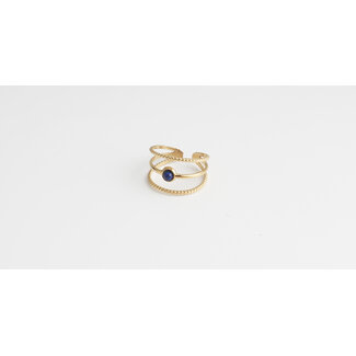 'Aarya' blue stone RING GOLD - Stainless Steel (adjustable)