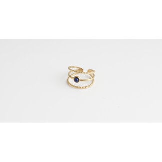 'Aarya' BLUE stone RING GOLD - Stainless Steel (verstelbaar)