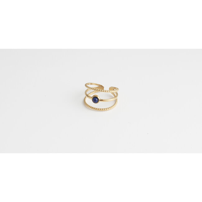 'Aarya' blauer Stein RING GOLD - Edelstahl (verstellbar)