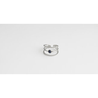 'Aarya' blauer Stein RING SILBER - Edelstahl (verstellbar)