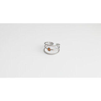 'Aarya' orange stone RING SILVER - Stainless Steel (adjustable)