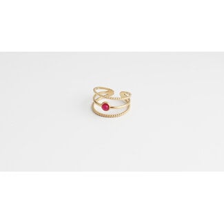 Aarya'  BAGUE pierre ROSE OR - Acier inoxydable (ajustable)