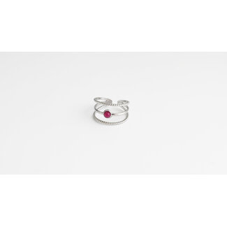 ANELLO pietra ROSA 'Aarya' ARGENTO - Acciaio inossidabile (regolabile)