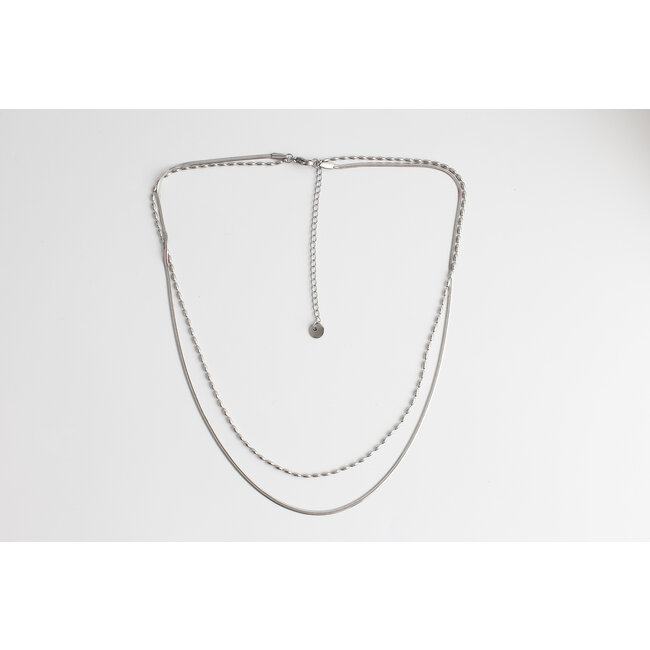 2 layered minimalistic NECKLACE SILVER - Stainless Steel