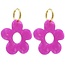 Big flower earrings PURPLE - stainless steel