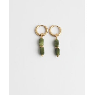 'Freya' green stone earrings GOLD- stainless steel