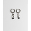 Boucles d'oreilles feuille de pierre noire ARGENT - acier inoxydable