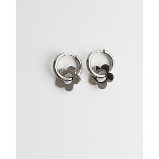 Beautiful flower hoops SILVER - stainless steel