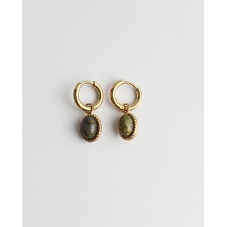 Boucles d'oreilles 'Diana' Vert OR - acier inoxydable