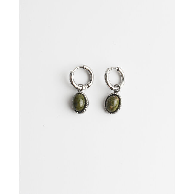 Pendientes 'Diana' Verde Plata - acero inoxidable