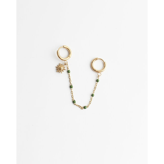 Double earring "Shine" GREEN GOLD - stainless steel (1 pcs)