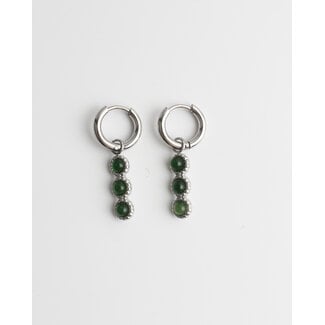 Boucles d'oreilles "Jeanine" ARGENT VERT - Acier inoxydable