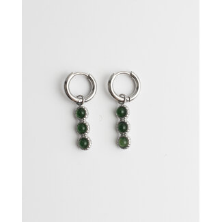 "Jeanine" earrings SILVER GREEN - Stainless steel