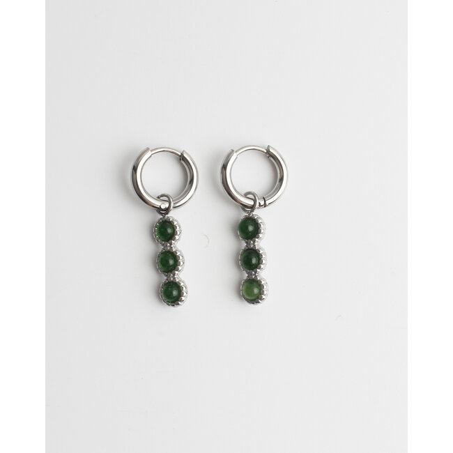 Boucles d'oreilles "Jeanine" ARGENT VERT - Acier inoxydable