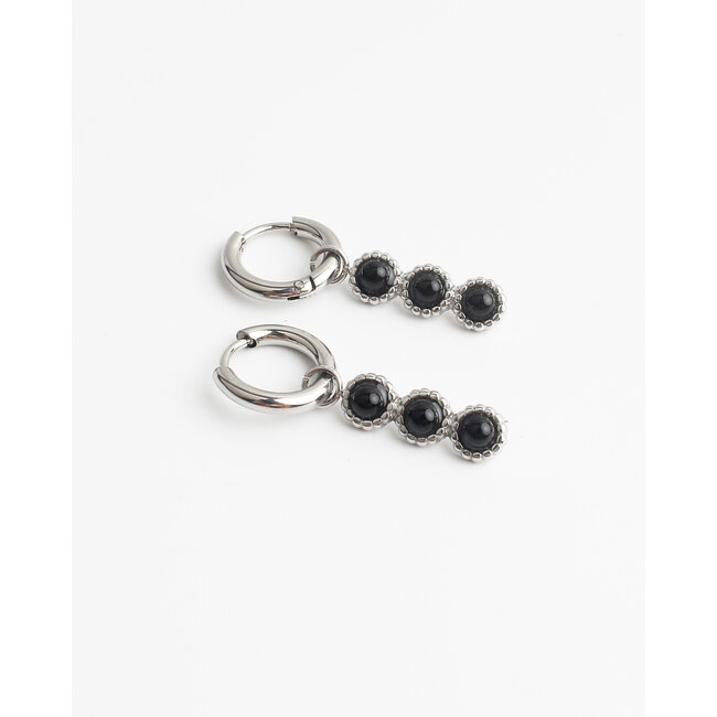 Boucles d'oreilles "Jeanine" ARGENT NOIR - Acier inoxydable