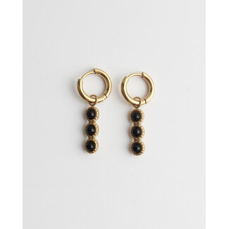 Boucles d'oreilles "Jeanine" OR NOIR - Acier inoxydable