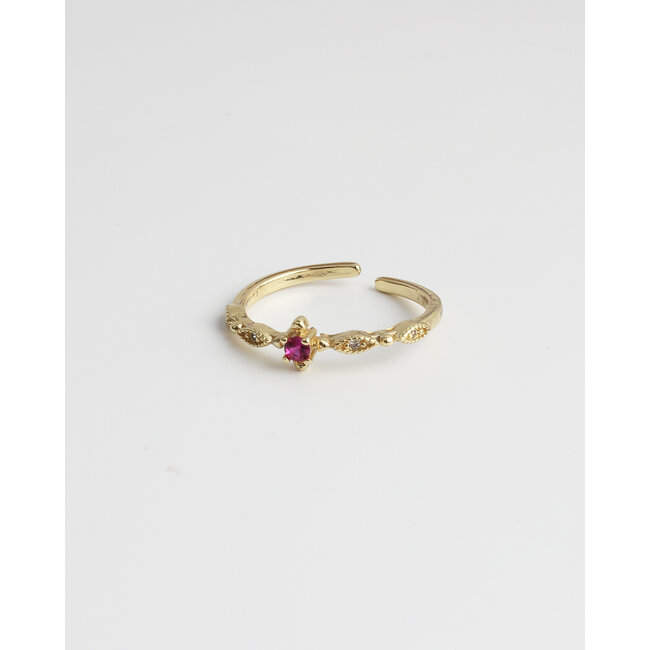 'Ruby' ring - gold plated (verstelbaar)