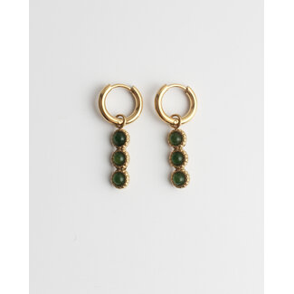 Boucles d'oreilles "Jeanine" OR VERT - Acier inoxydable